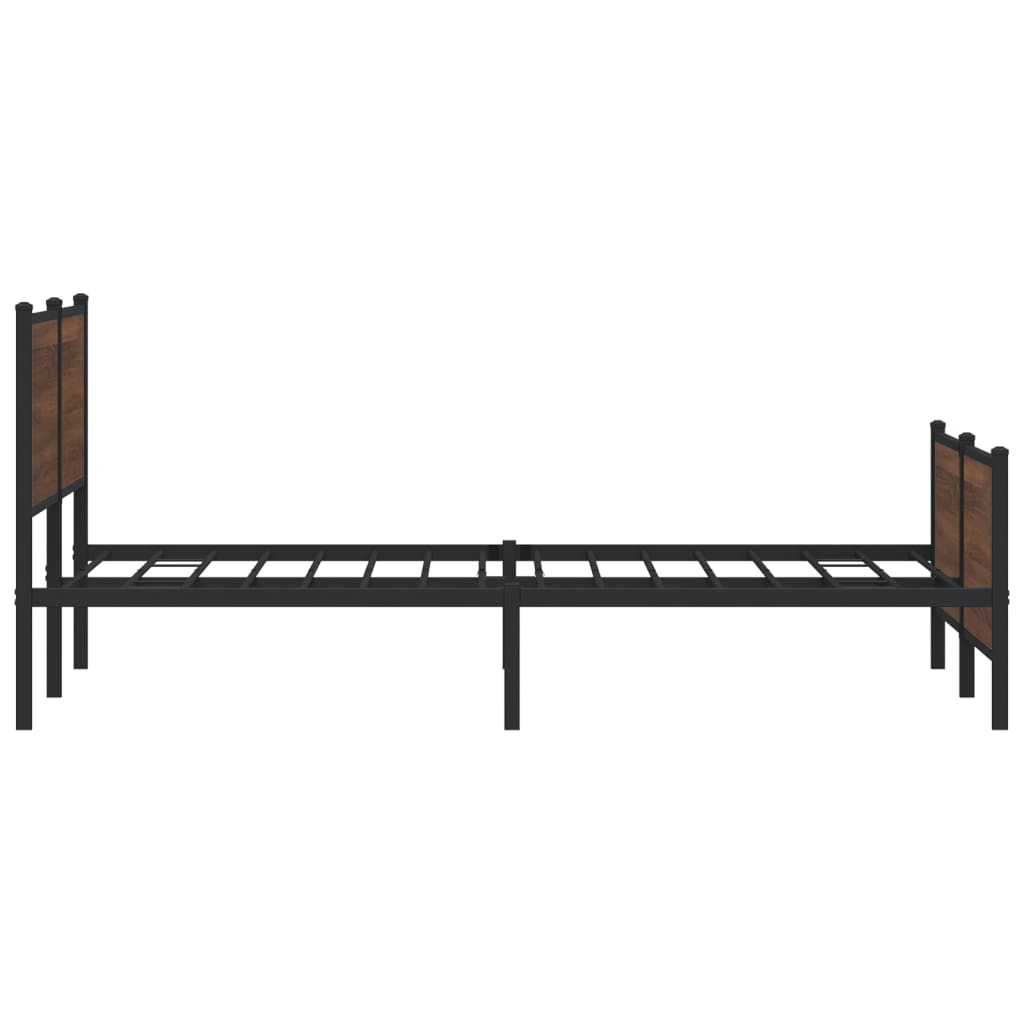 Sengeramme i metall uten madrass brun eik 200x200 cm
