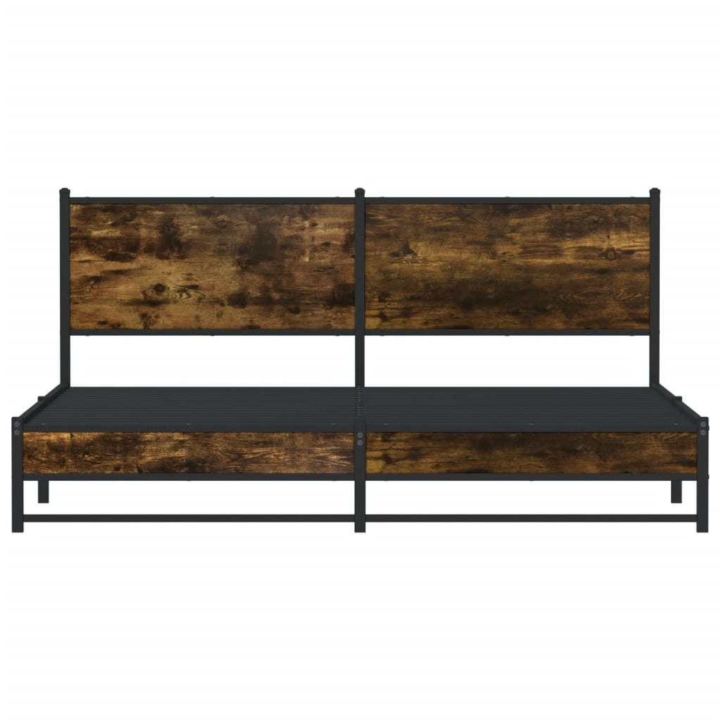 Sengeramme i metall uten madrass røkt eik 183x213 cm