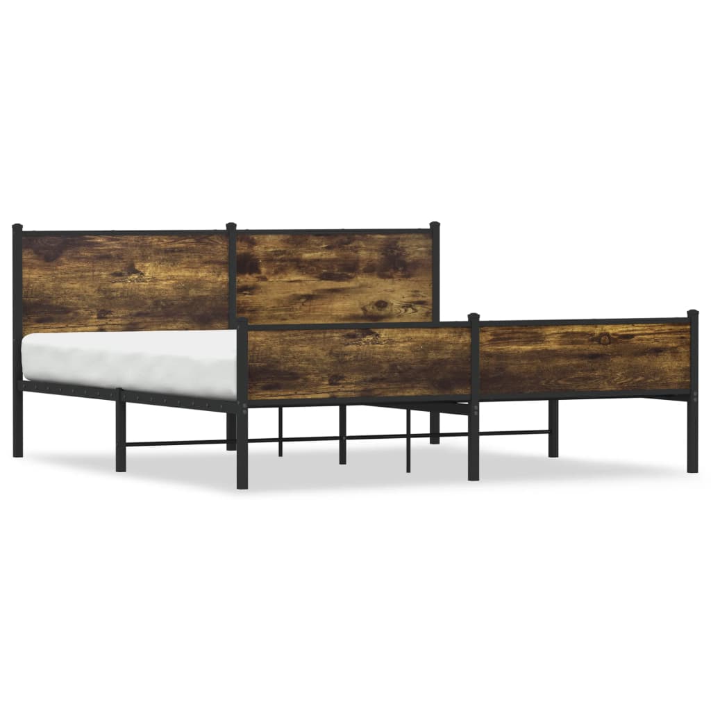 Sengeramme i metall uten madrass røkt eik 180x200 cm