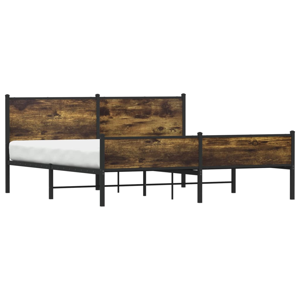 Sengeramme i metall uten madrass røkt eik 180x200 cm