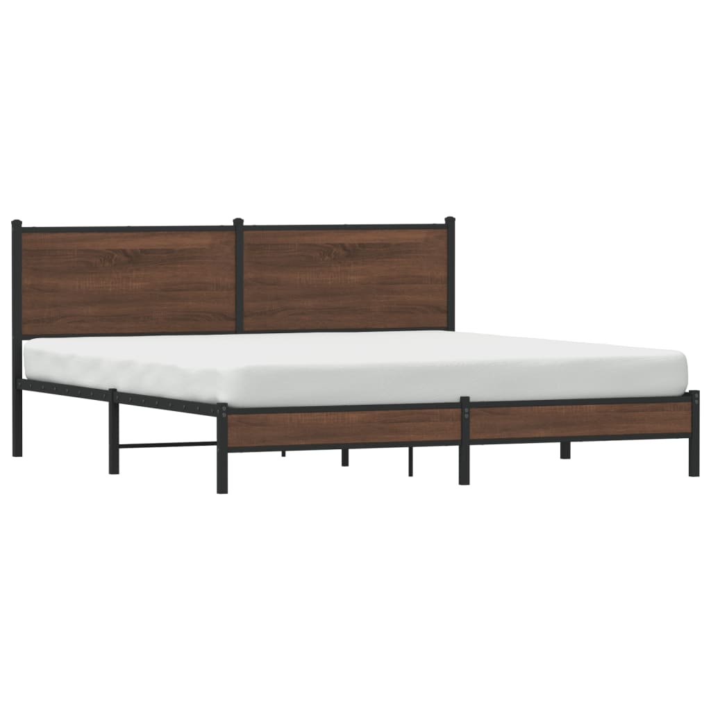 Sengeramme i metall uten madrass brun eik 180x200 cm