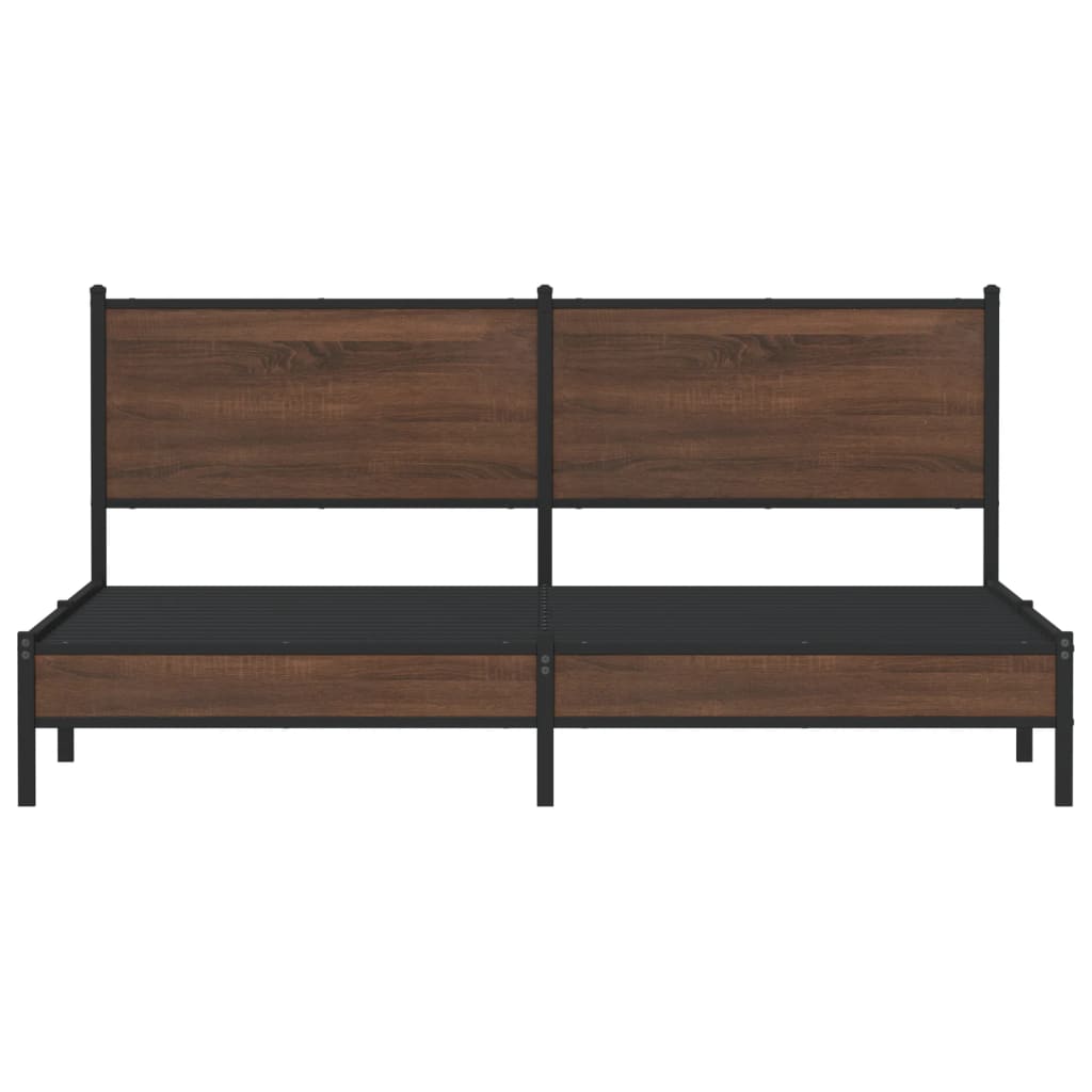 Sengeramme i metall uten madrass brun eik 183x213 cm