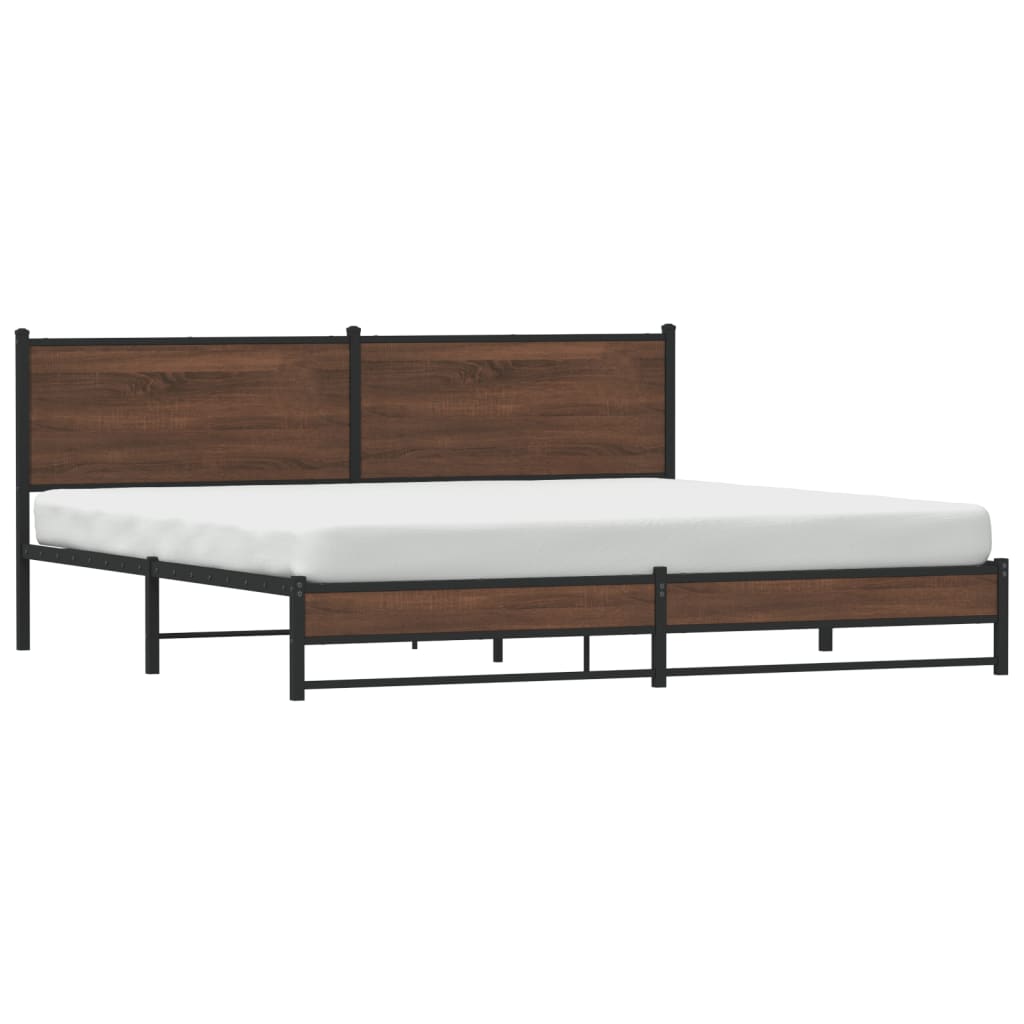 Sengeramme i metall uten madrass brun eik 200x200 cm