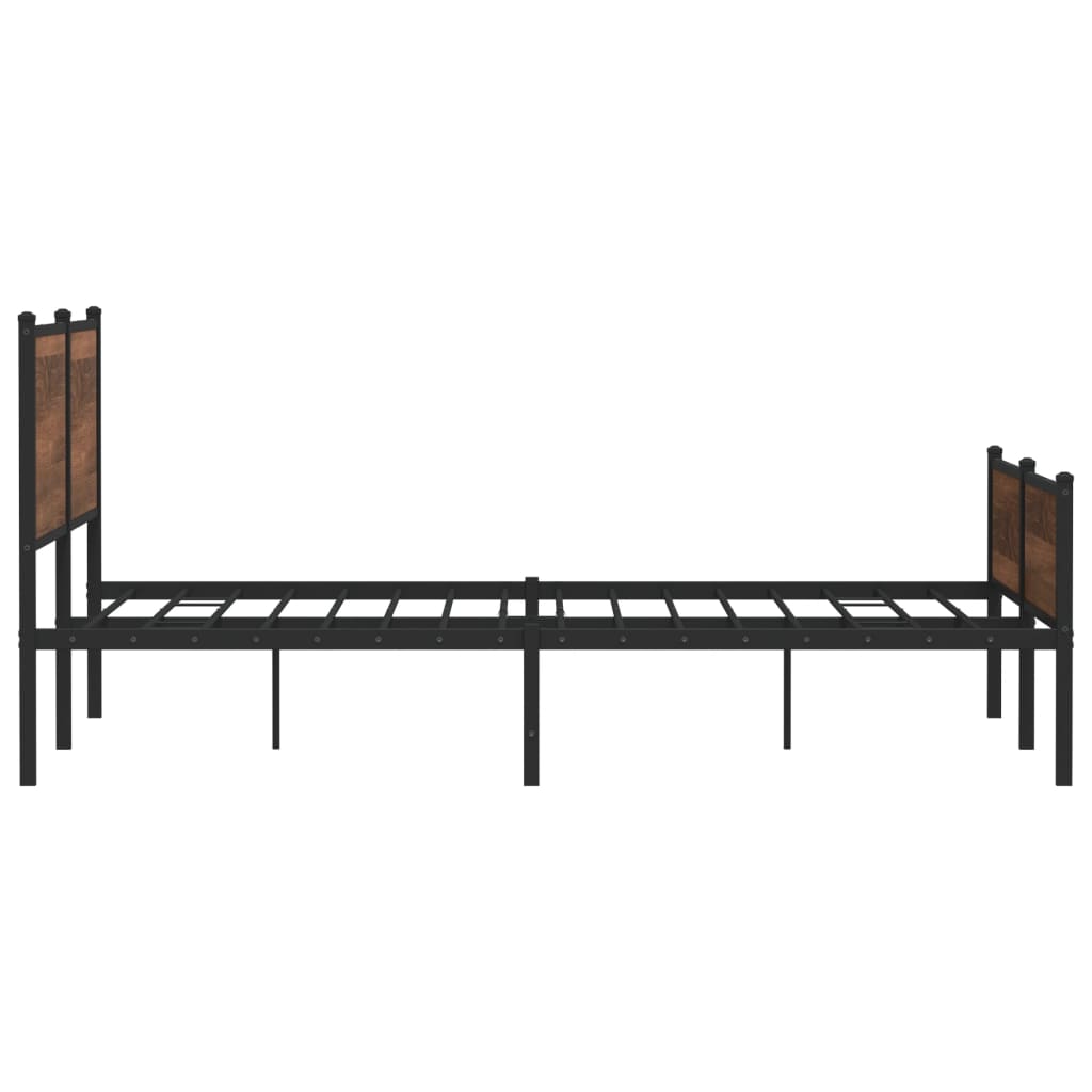 Sengeramme i metall uten madrass brun eik 183x213 cm