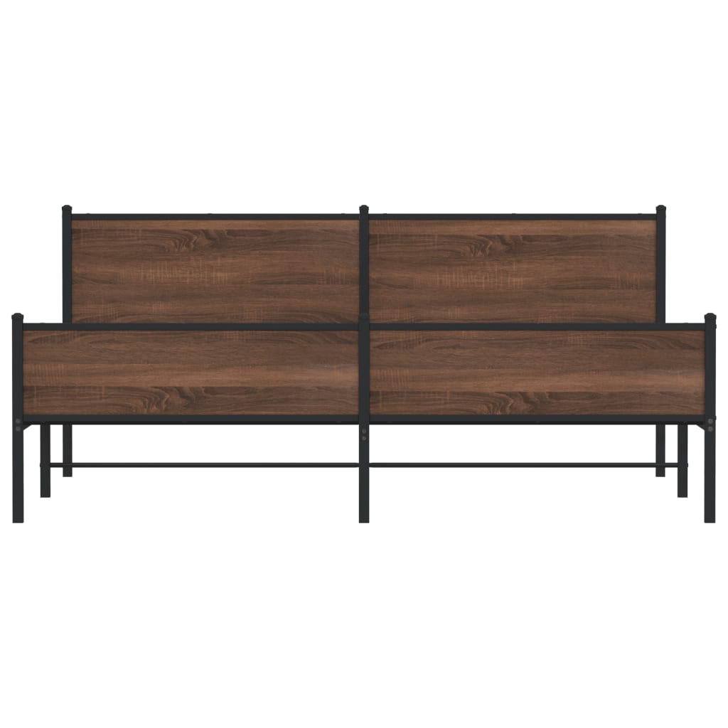 Sengeramme i metall uten madrass brun eik 193x203 cm