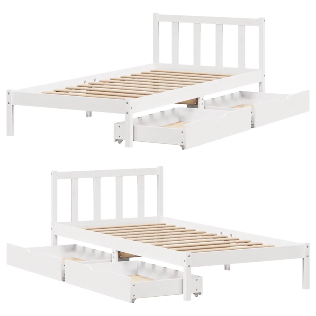 Sengeramme uten madrass hvit 90x190 cm heltre furu