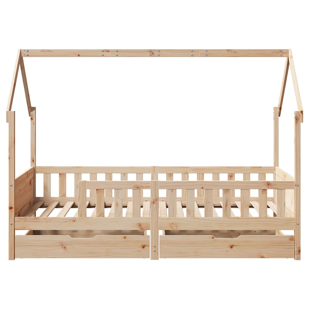 Barnesengeramme med skuffer svart 90x200 cm heltre furu