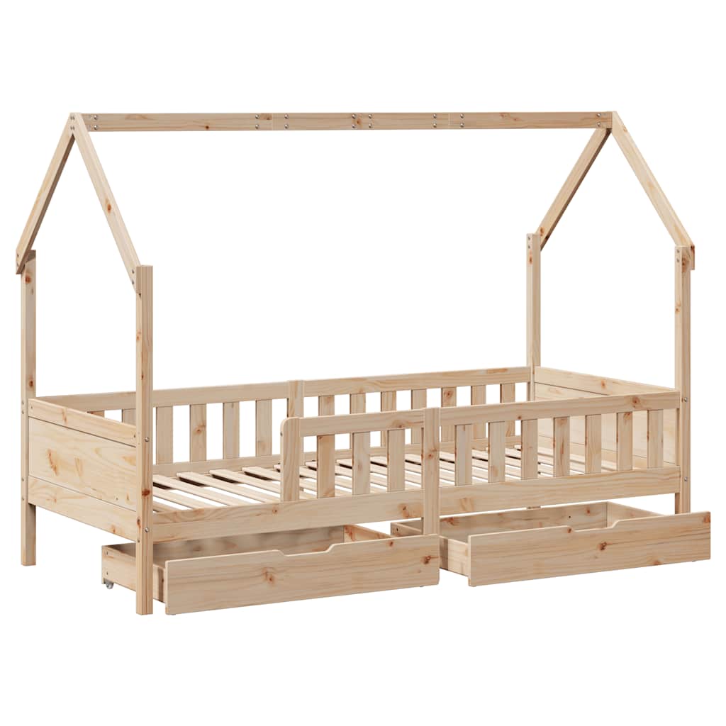 Barnesengeramme med skuffer 90x190 cm heltre furu