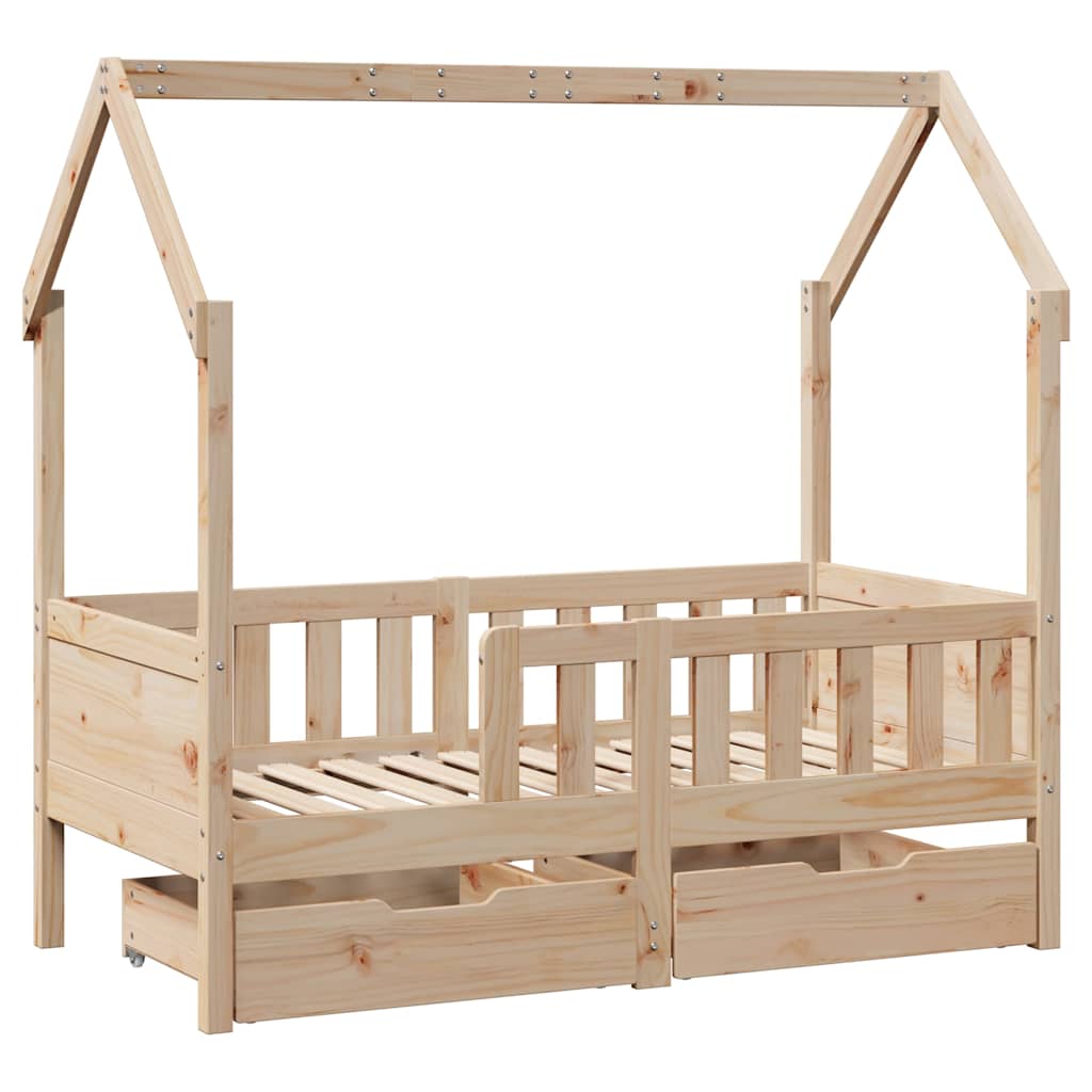 Barnesengeramme med skuffer 70x140 cm heltre furu