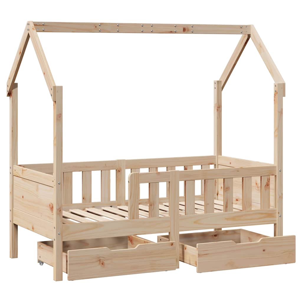 Barnesengeramme med skuffer 70x140 cm heltre furu