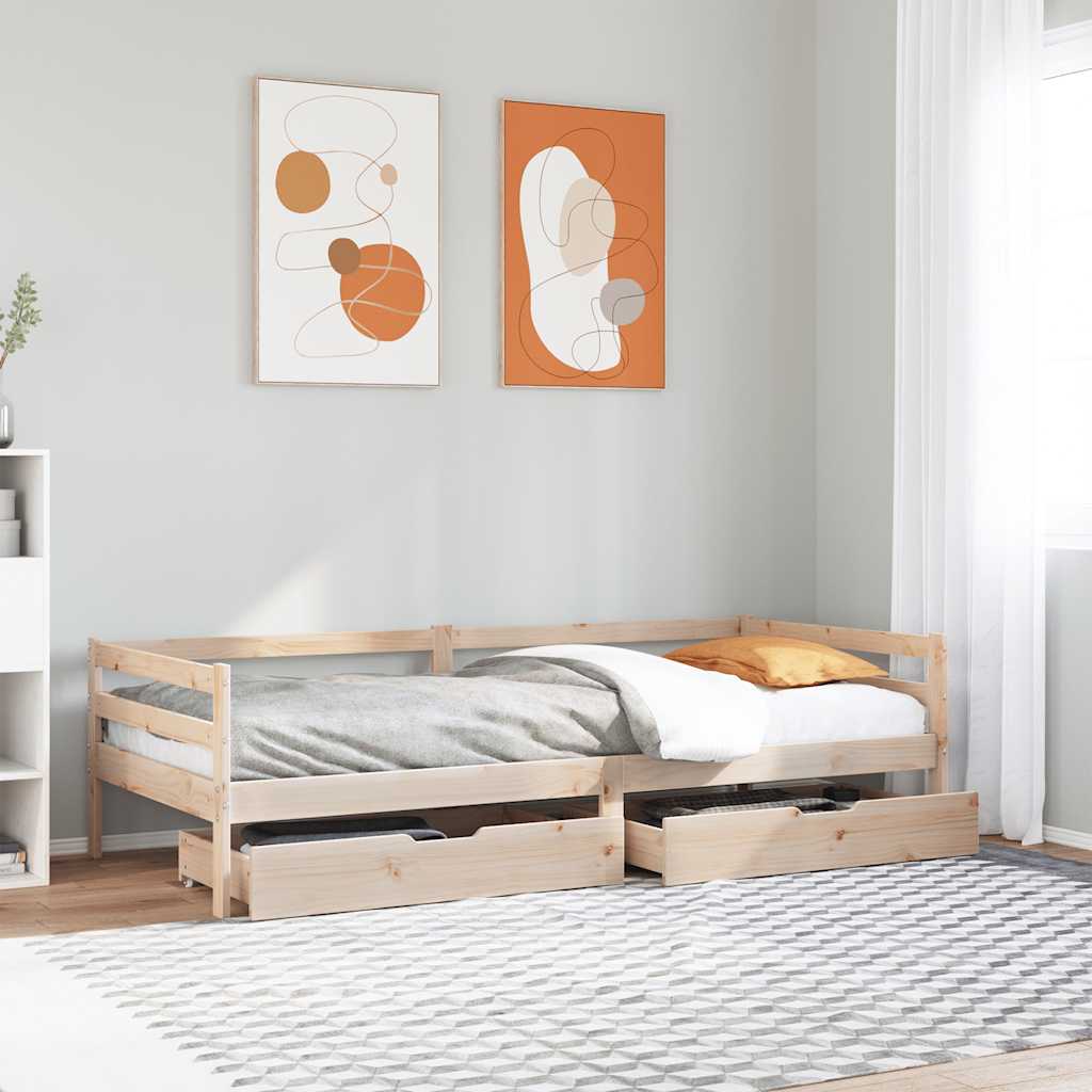 Dagseng med skuffer 90x200 cm heltre furu