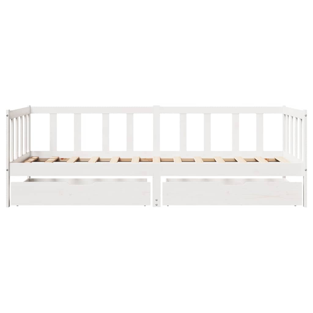 Dagseng med skuffer hvit 90x200 cm heltre furu