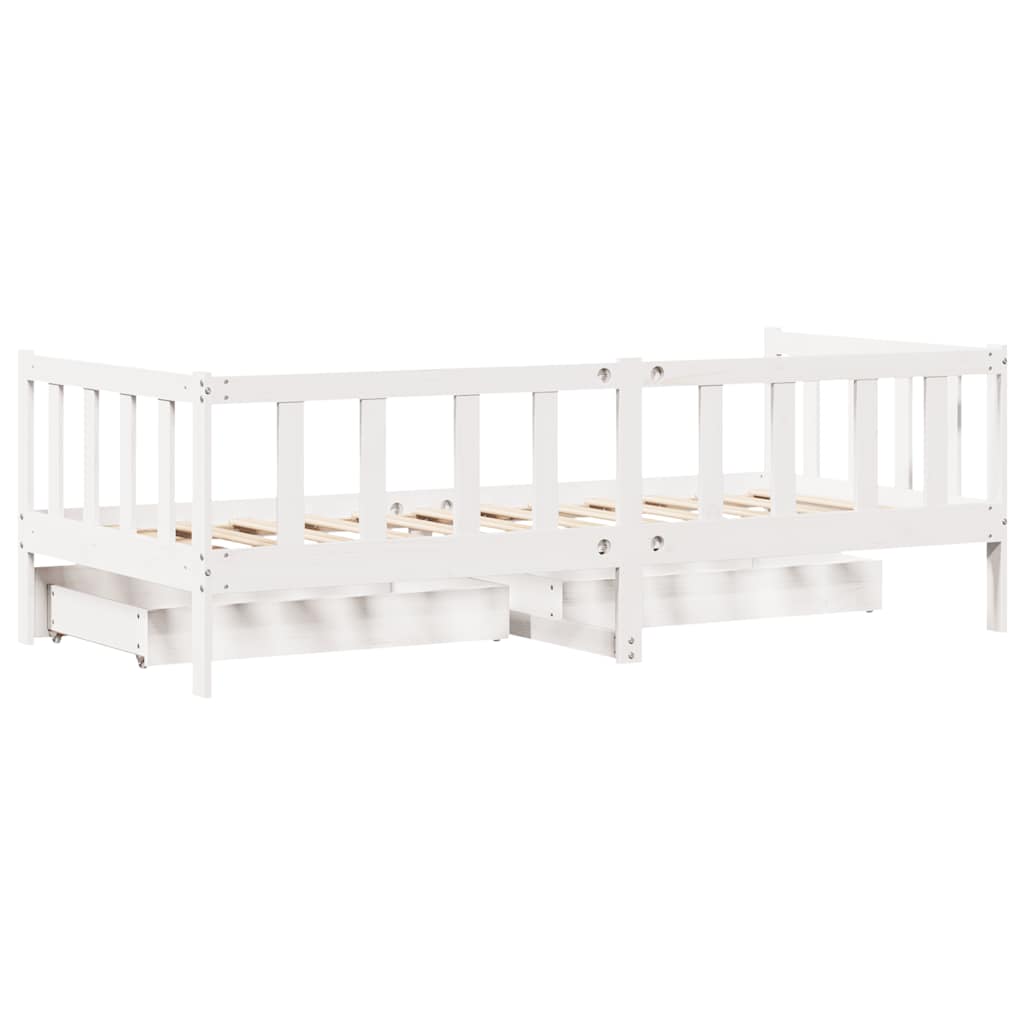 Dagseng med skuffer hvit 90x200 cm heltre furu