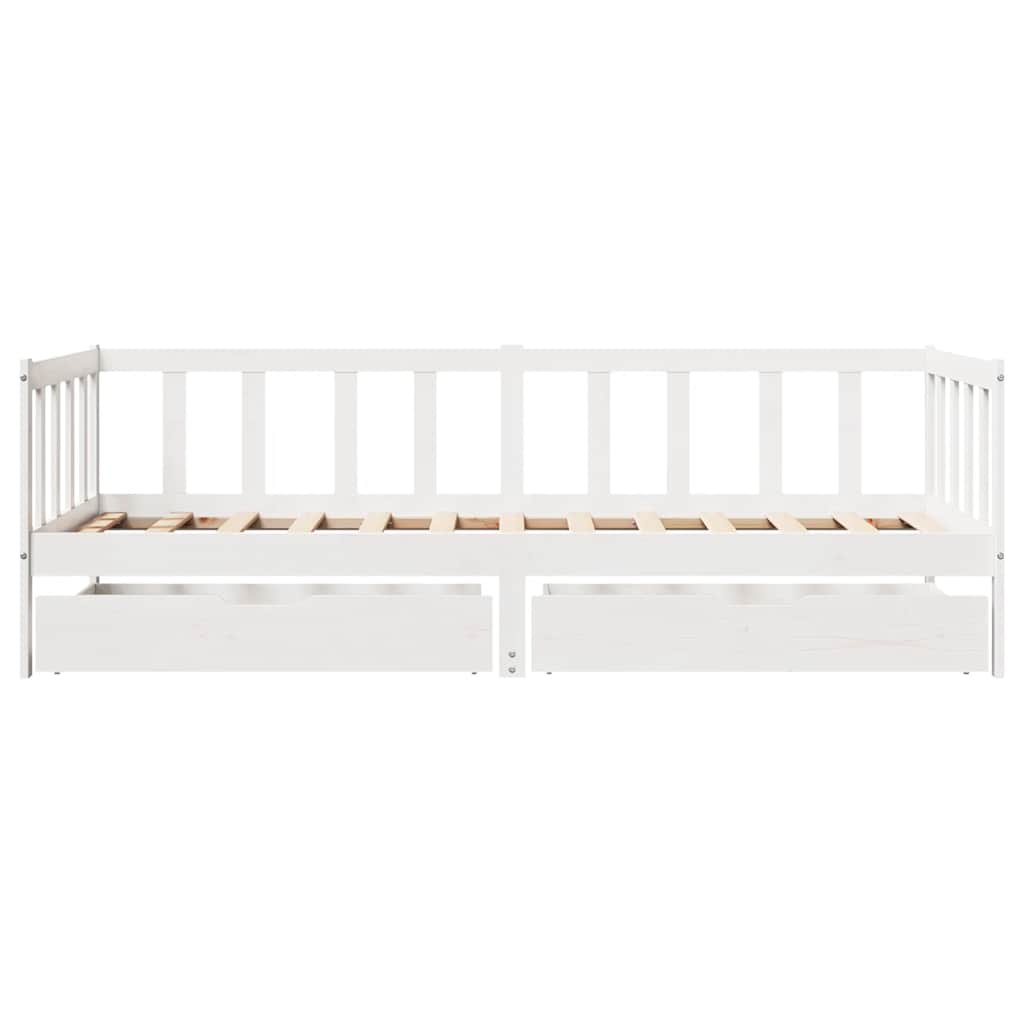 Dagseng med skuffer hvit 80x200 cm heltre furu