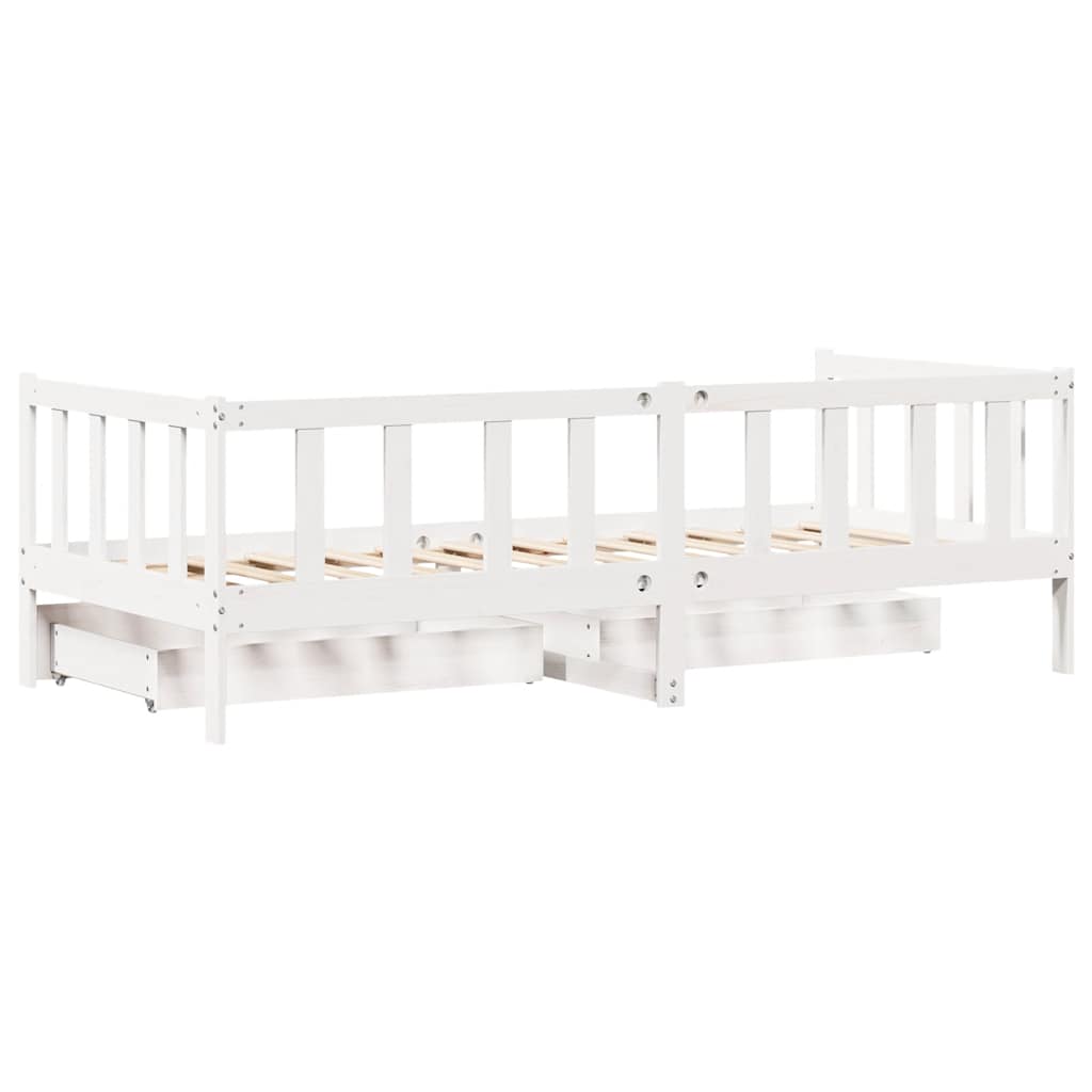 Dagseng med skuffer hvit 80x200 cm heltre furu