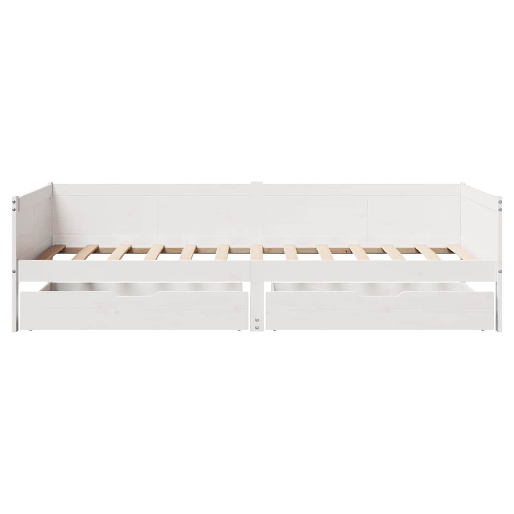 Dagseng med skuffer hvit 90x190 cm heltre furu