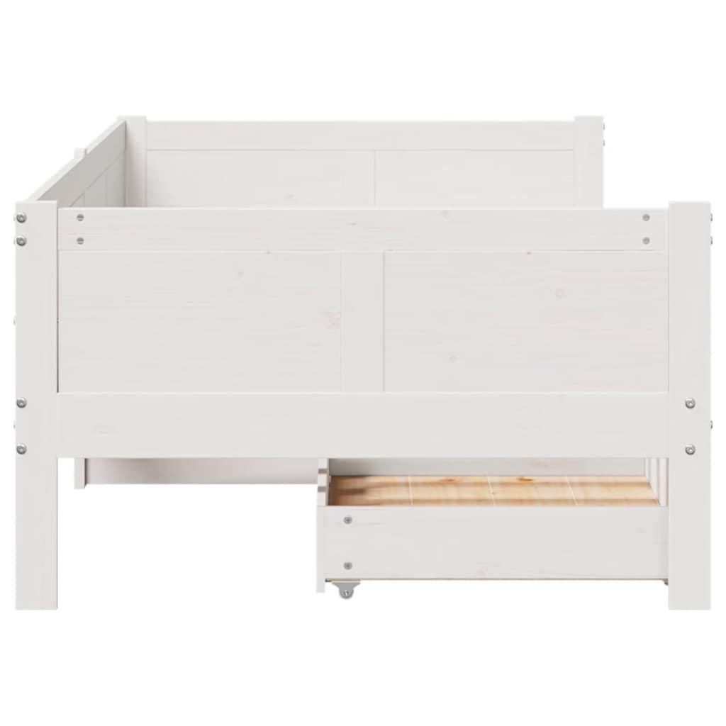 Dagseng med skuffer hvit 90x190 cm heltre furu