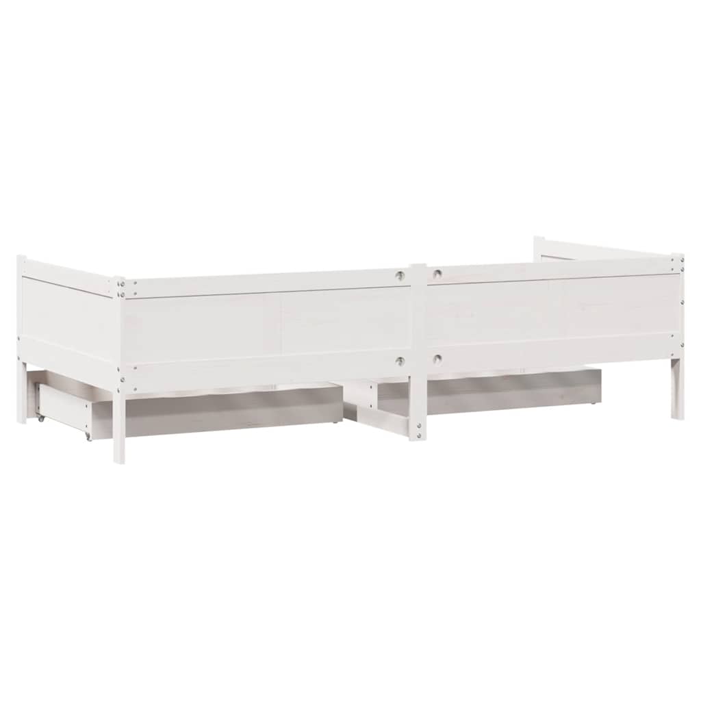 Dagseng med skuffer hvit 90x190 cm heltre furu