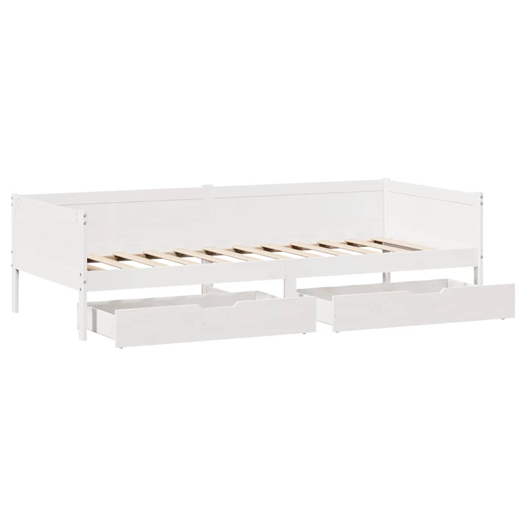 Dagseng med skuffer hvit 90x190 cm heltre furu