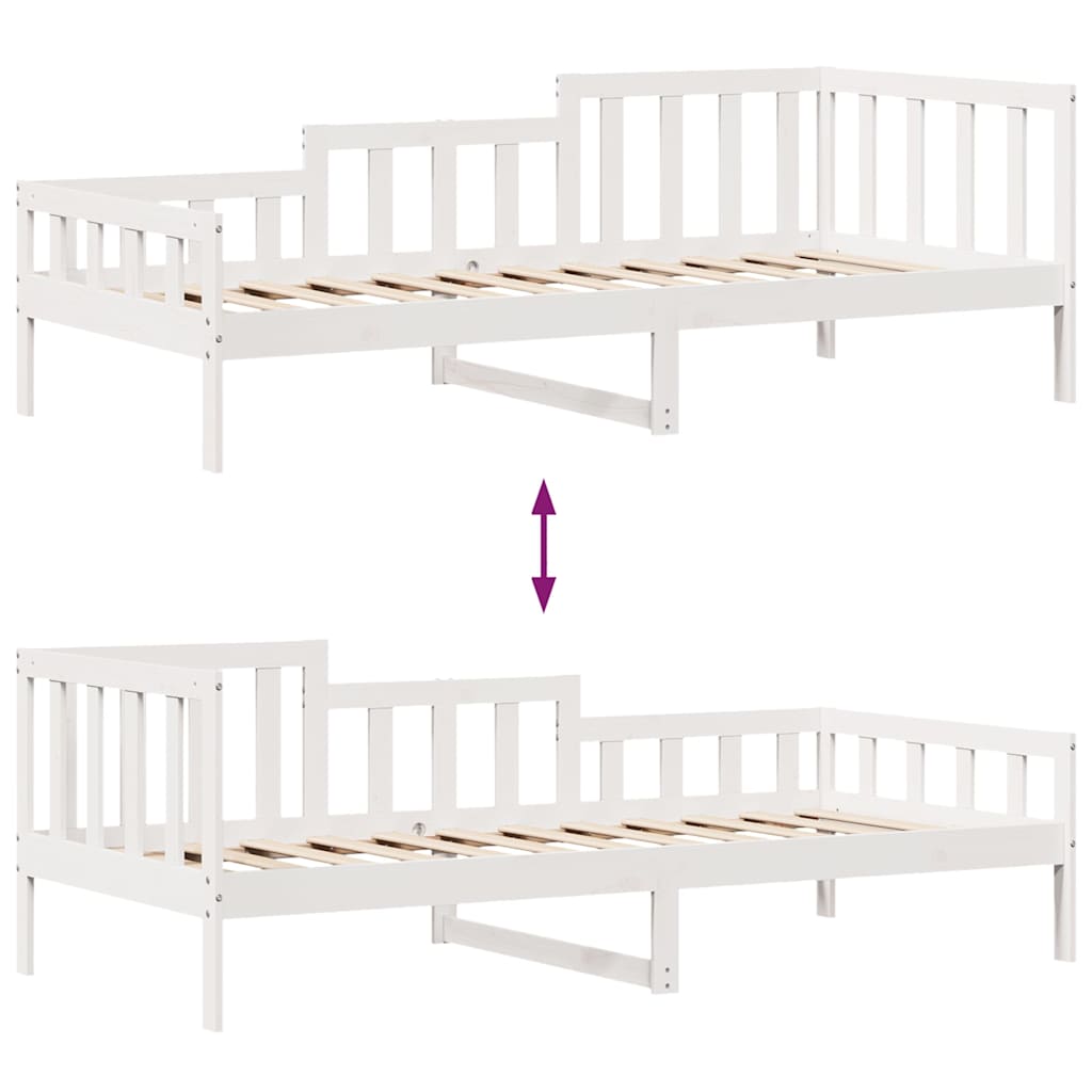 Dagseng med skuffer hvit 90x190 cm heltre furu