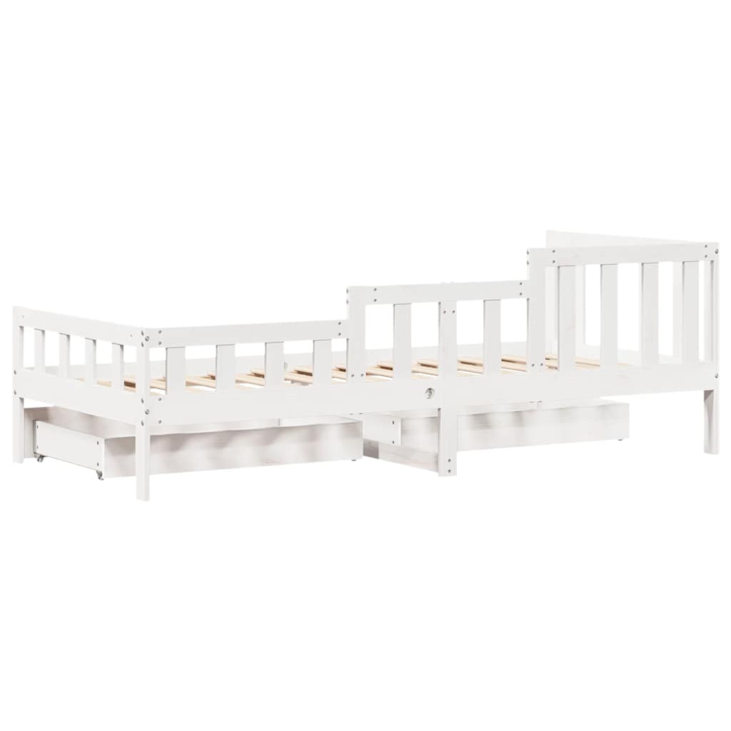Dagseng med skuffer hvit 90x200 cm heltre furu