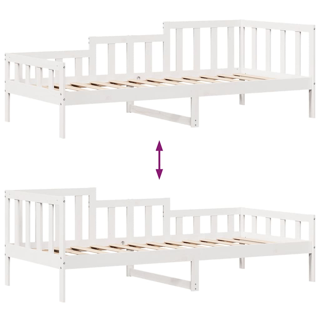 Dagseng med skuffer hvit 90x200 cm heltre furu
