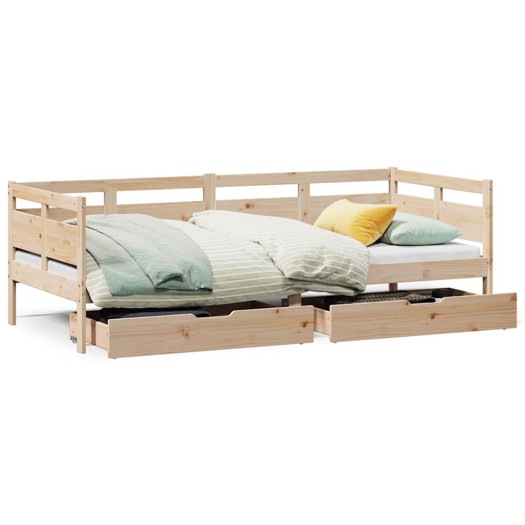 Dagseng med skuffer 90x200 cm heltre furu