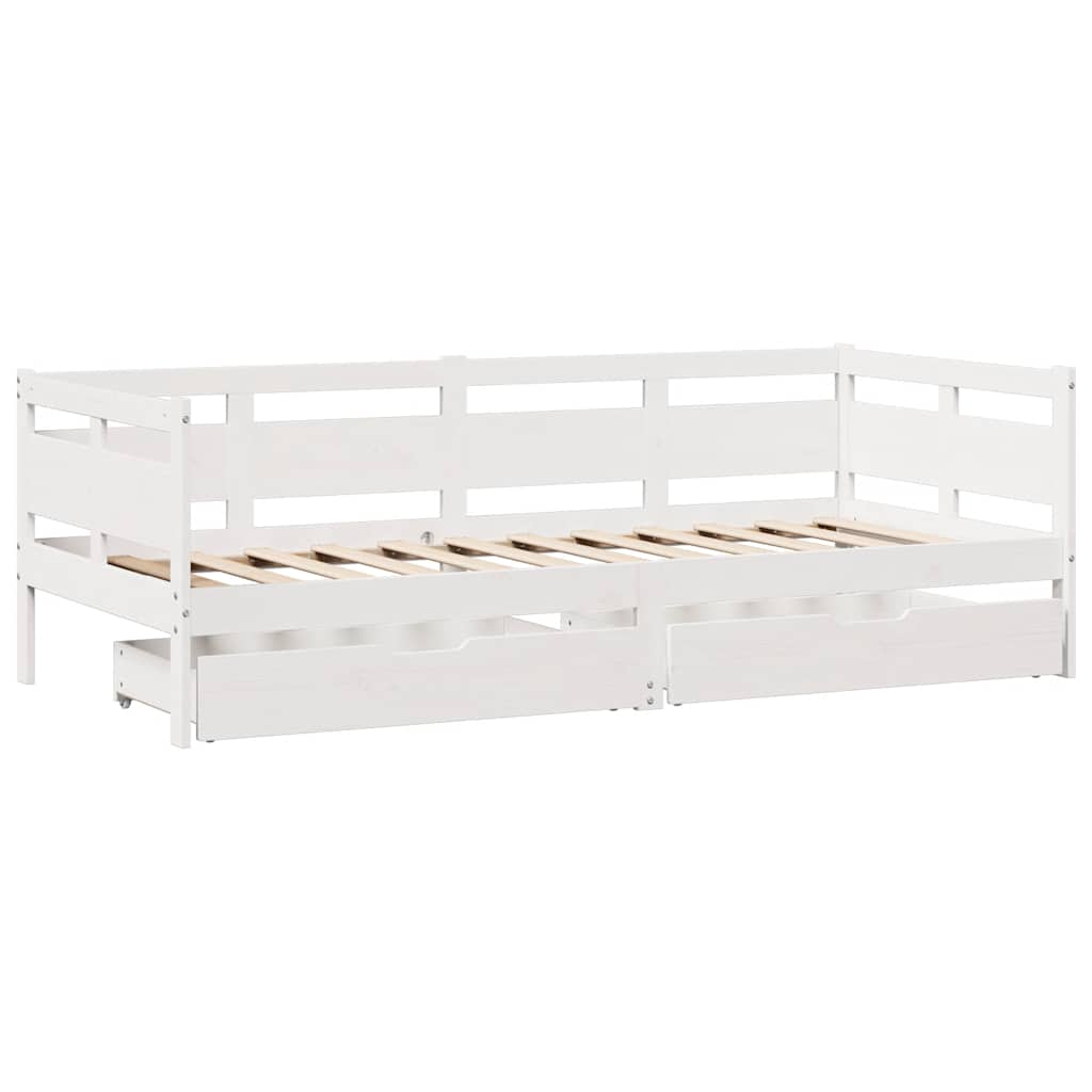 Dagseng med skuffer hvit 90x200 cm heltre furu