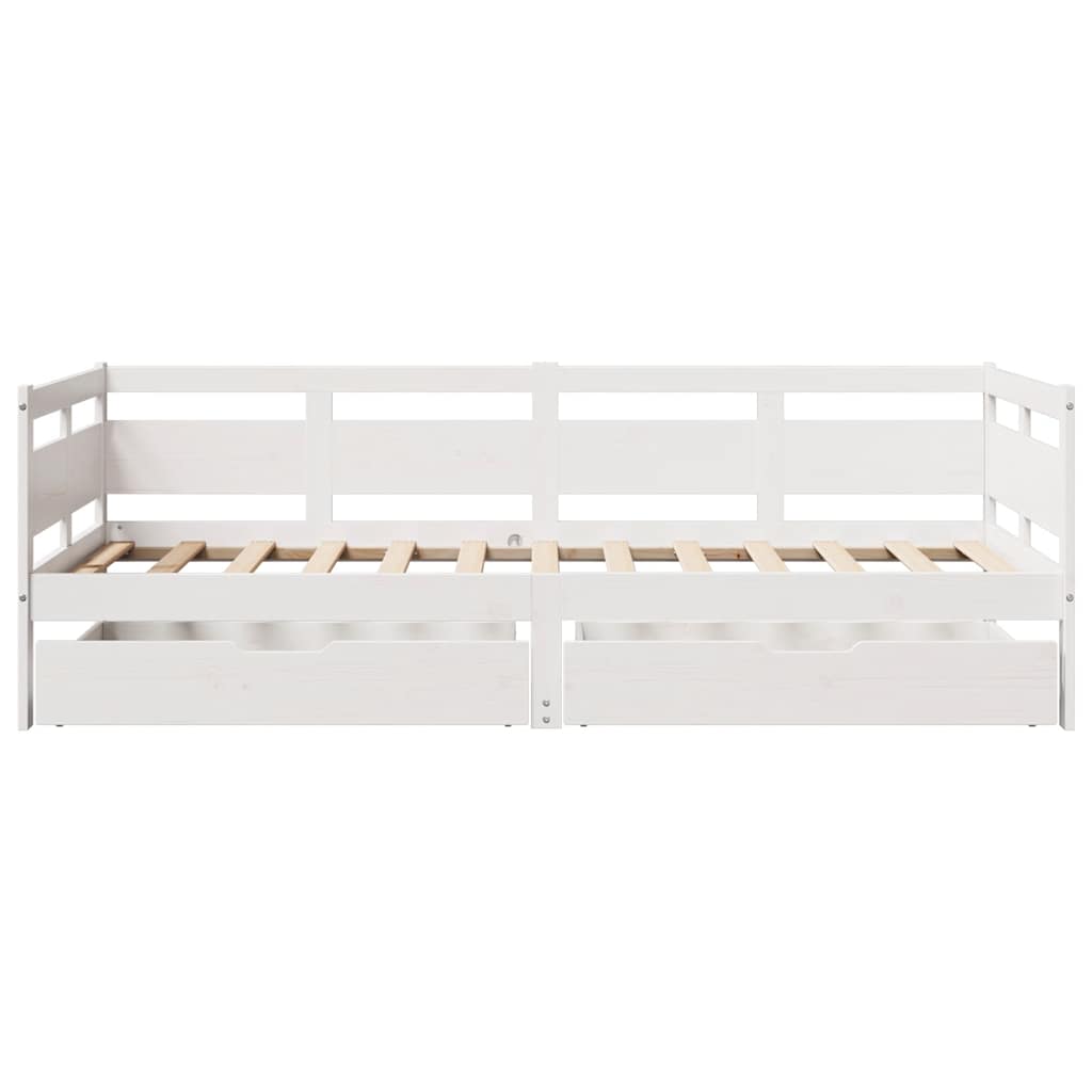 Dagseng med skuffer hvit 80x200 cm heltre furu
