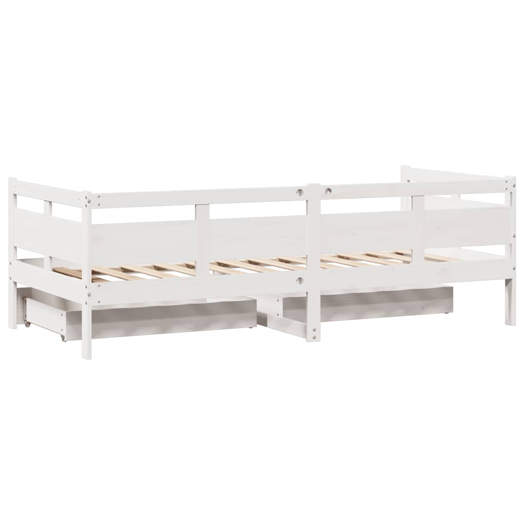 Dagseng med skuffer hvit 90x190 cm heltre furu