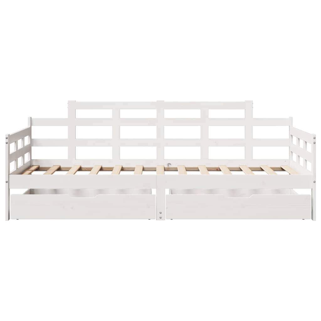 Dagseng med skuffer hvit 90x200 cm heltre furu