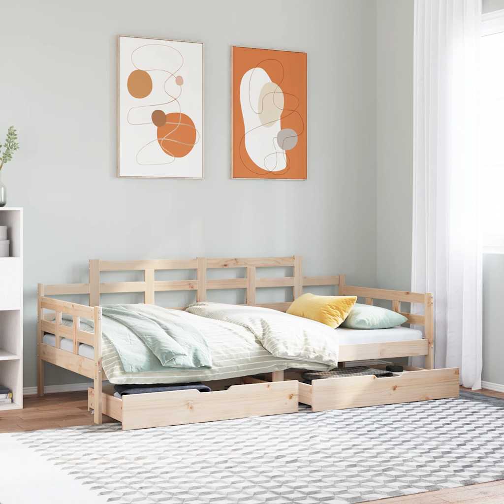 Dagseng med skuffer 90x190 cm heltre furu