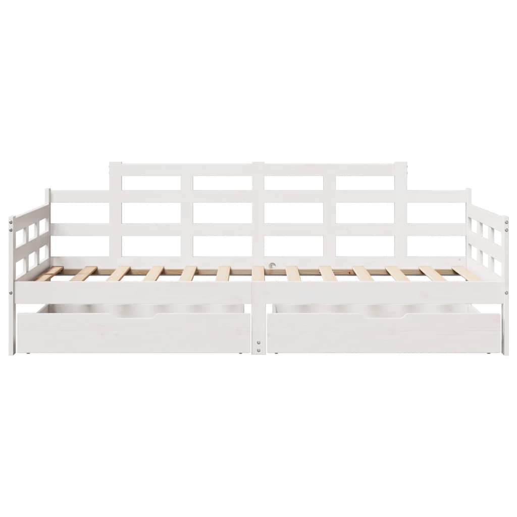 Dagseng med skuffer hvit 90x190 cm heltre furu