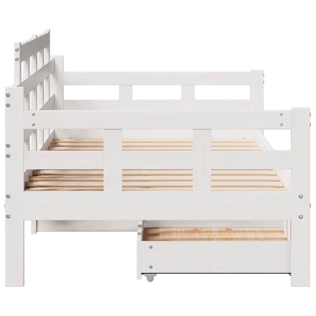 Dagseng med skuffer hvit 90x190 cm heltre furu