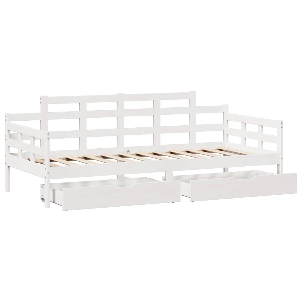 Dagseng med skuffer hvit 90x190 cm heltre furu