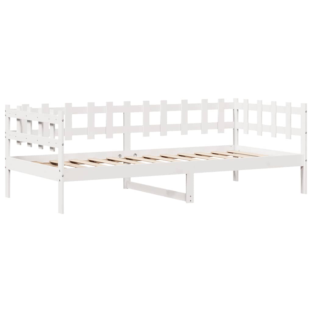Dagseng med skuffer hvit 90x200 cm heltre furu