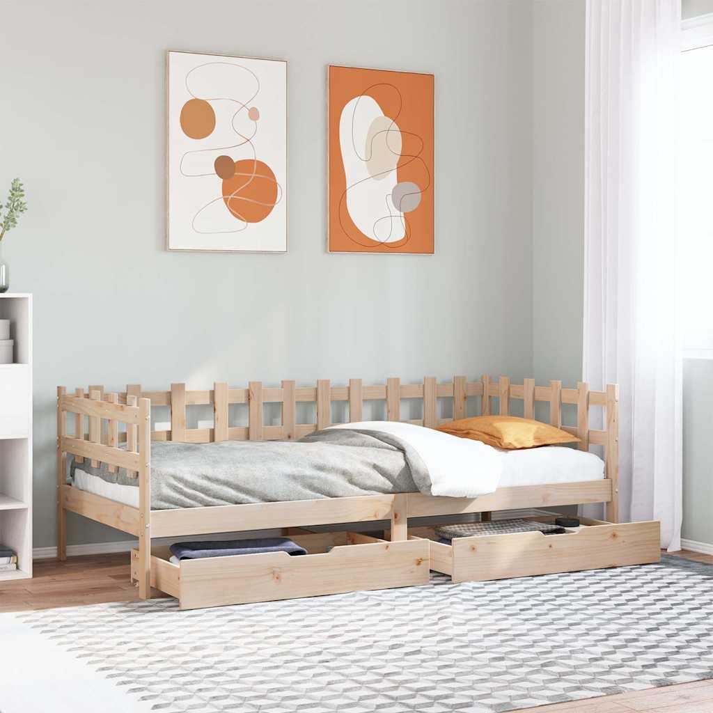 Dagseng med skuffer 90x190 cm heltre furu