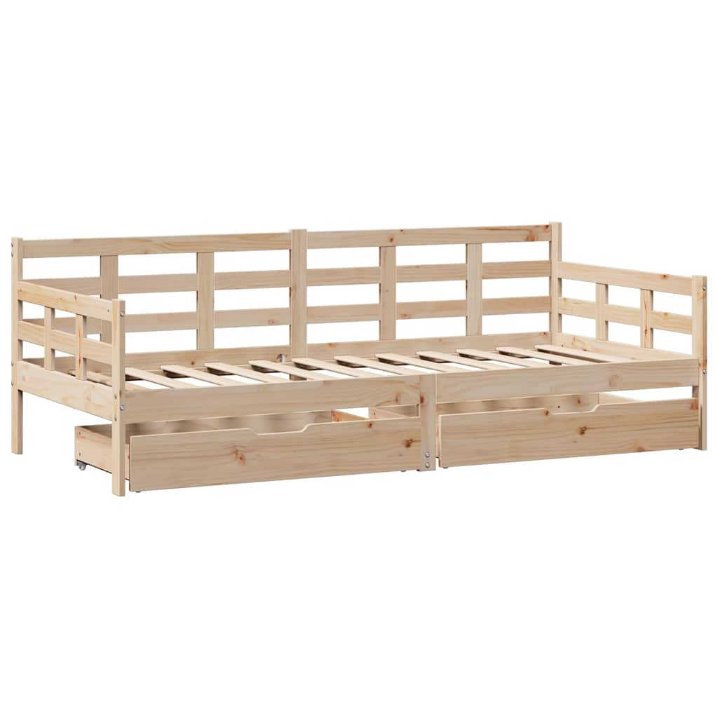 Dagseng med skuffer 90x200 cm heltre furu