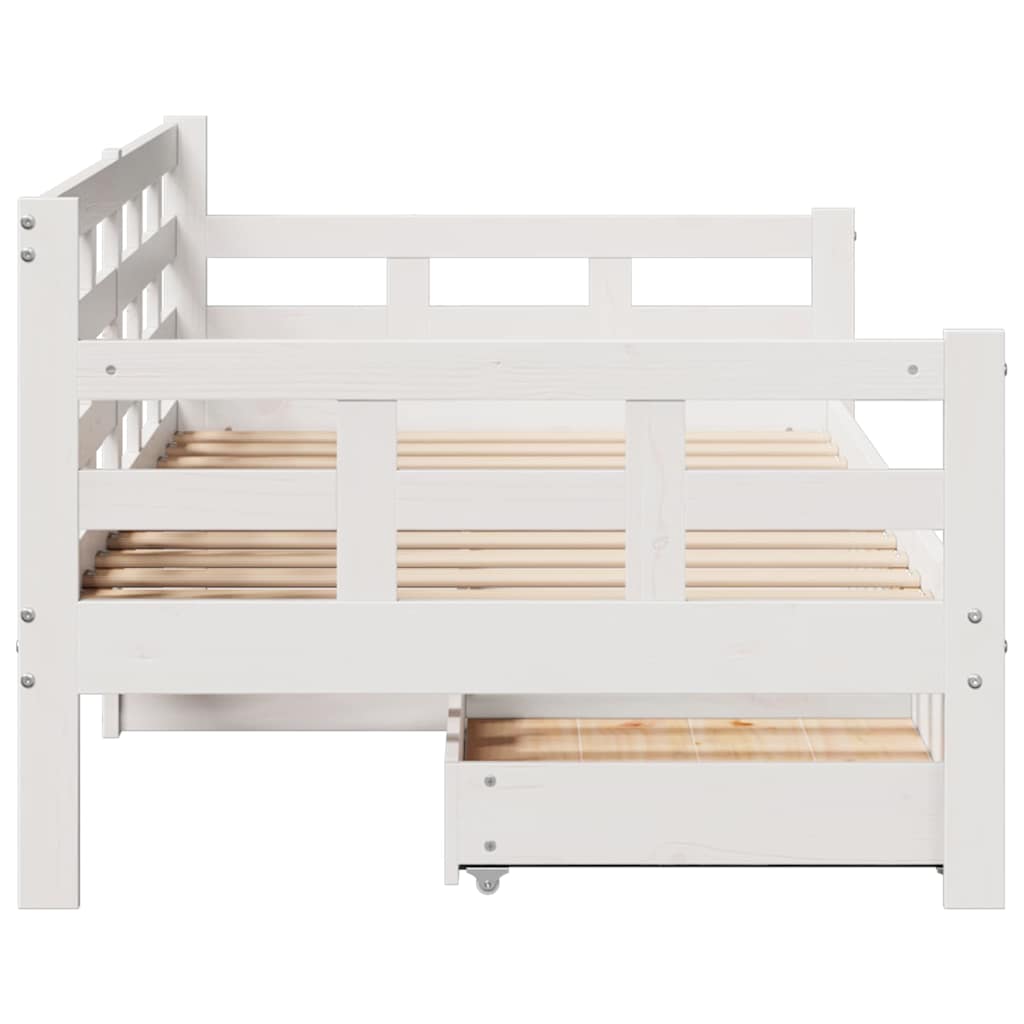 Dagseng med skuffer hvit 90x200 cm heltre furu