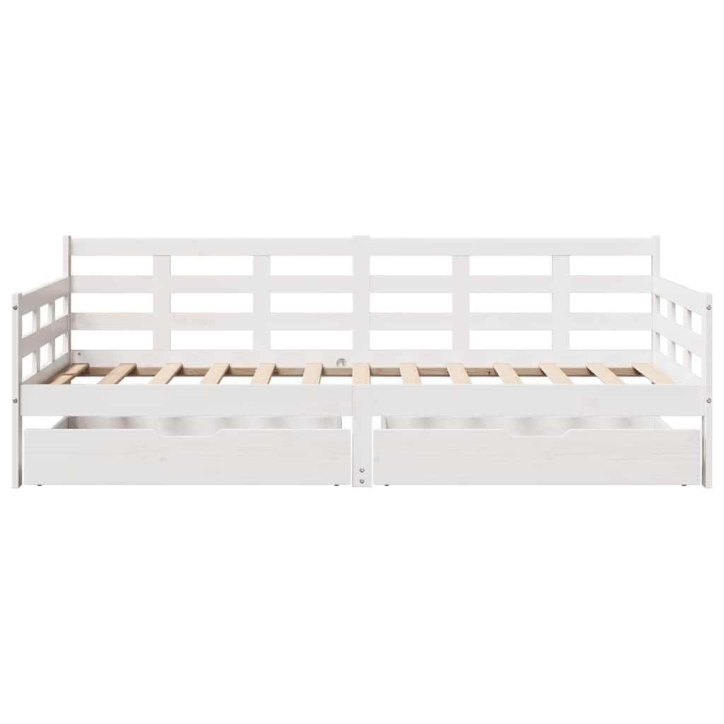 Dagseng med skuffer hvit 90x190 cm heltre furu