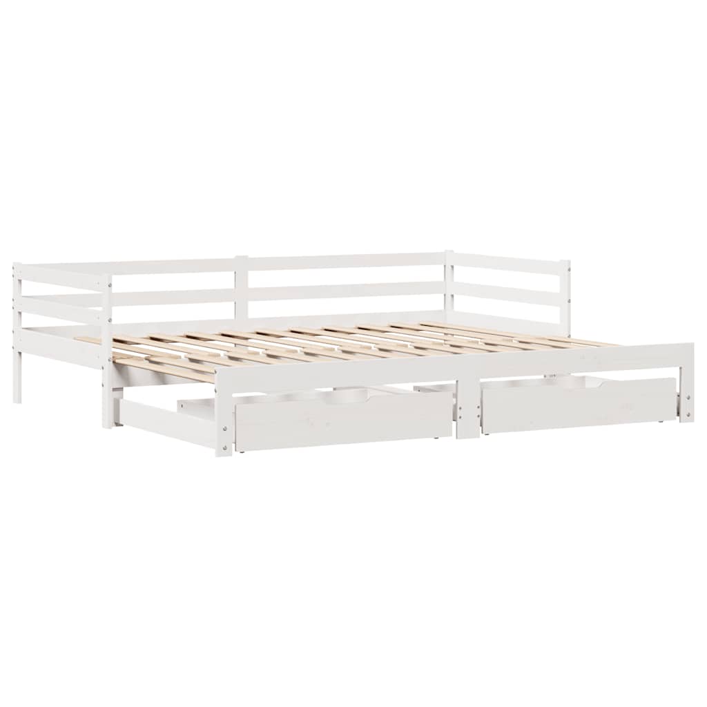 Dagseng med skuffer hvit 90x200 cm heltre furu