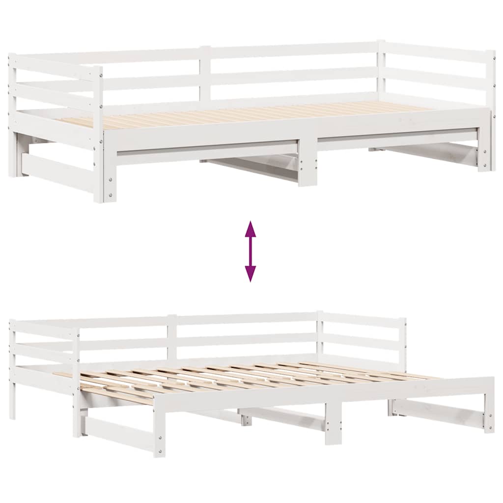 Dagseng med skuffer hvit 90x200 cm heltre furu