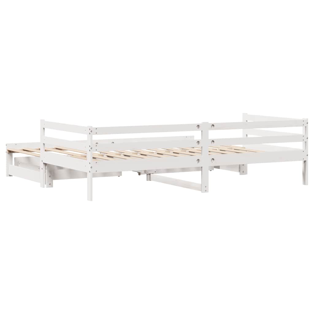 Dagseng med skuffer hvit 90x200 cm heltre furu