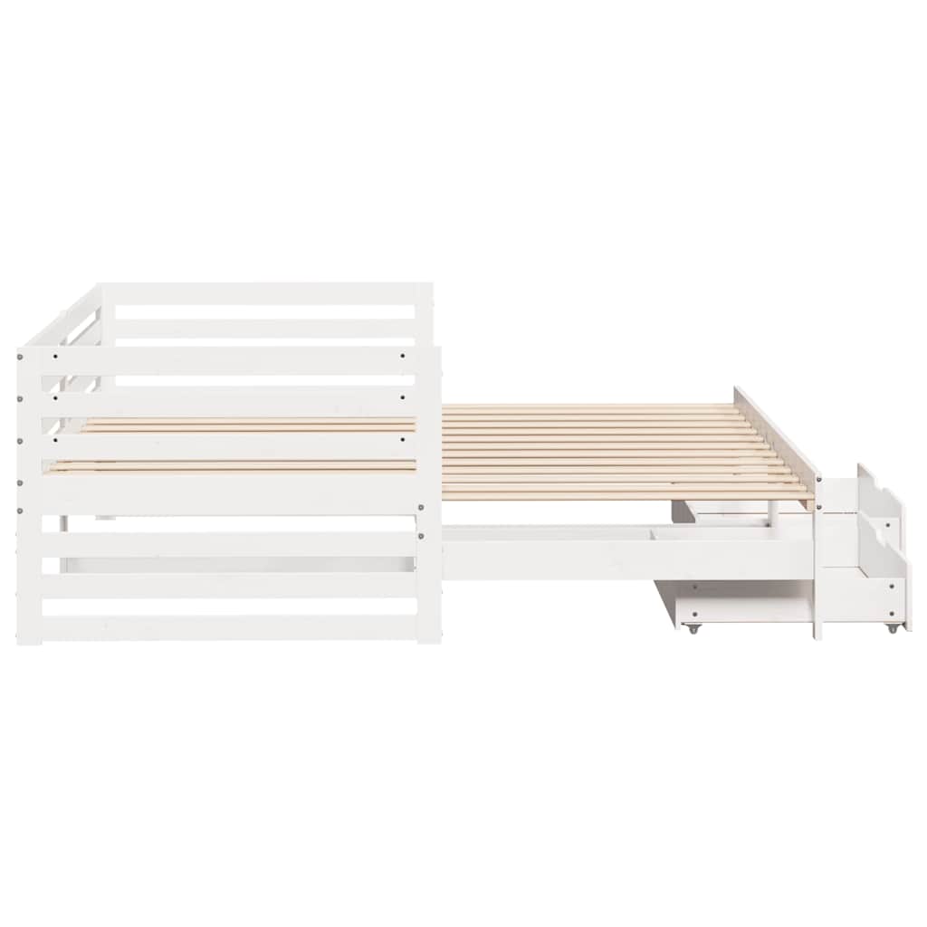 Dagseng med skuffer hvit 90x200 cm heltre furu