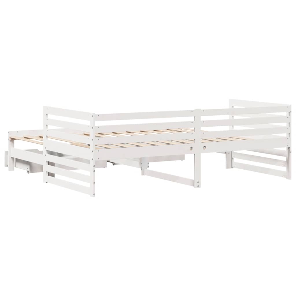 Dagseng med skuffer hvit 90x200 cm heltre furu