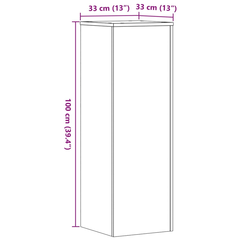Plantestativ hvit 33x33x100 cm konstruert tre