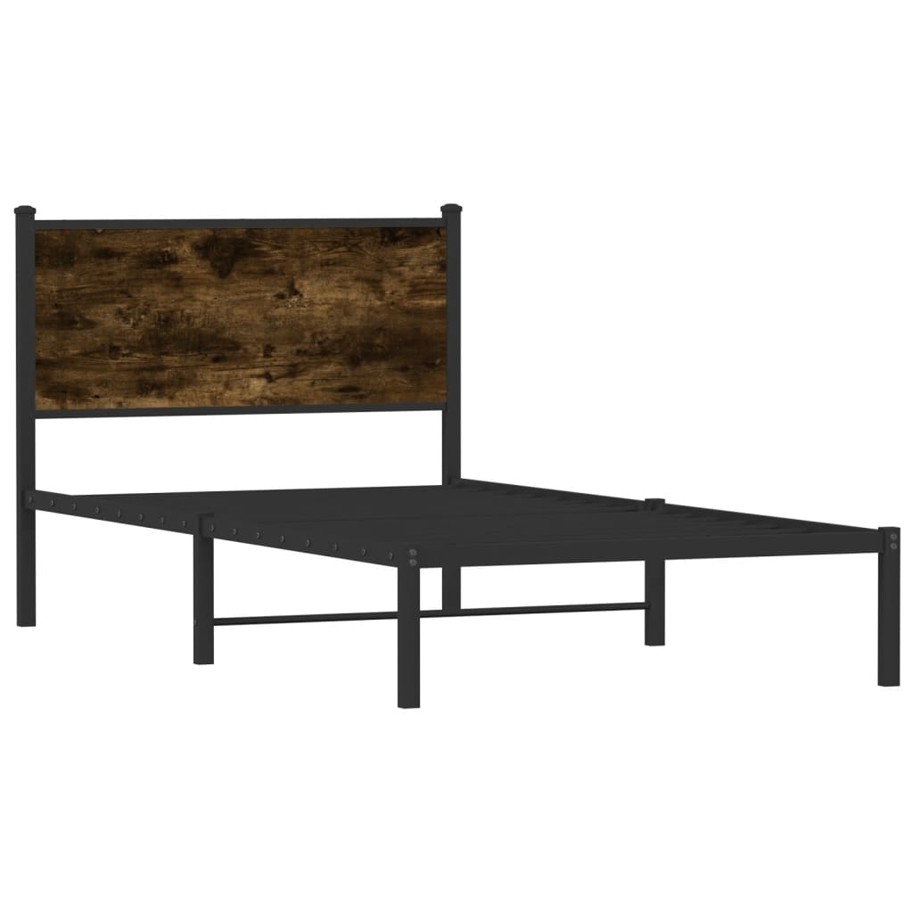 Sengeramme i metall uten madrass røkt eik 100x200 cm