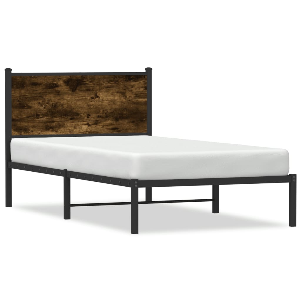 Sengeramme i metall uten madrass røkt eik 107x203 cm