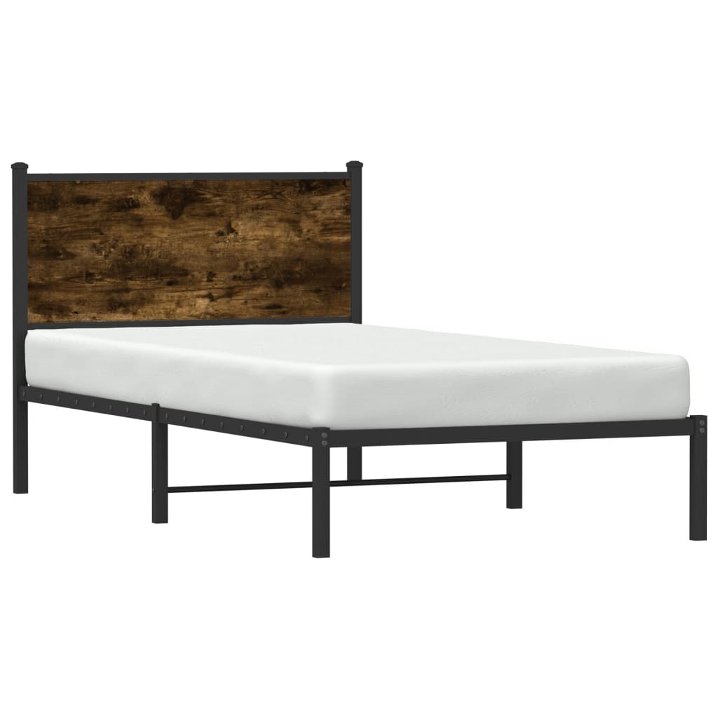 Sengeramme i metall uten madrass røkt eik 107x203 cm