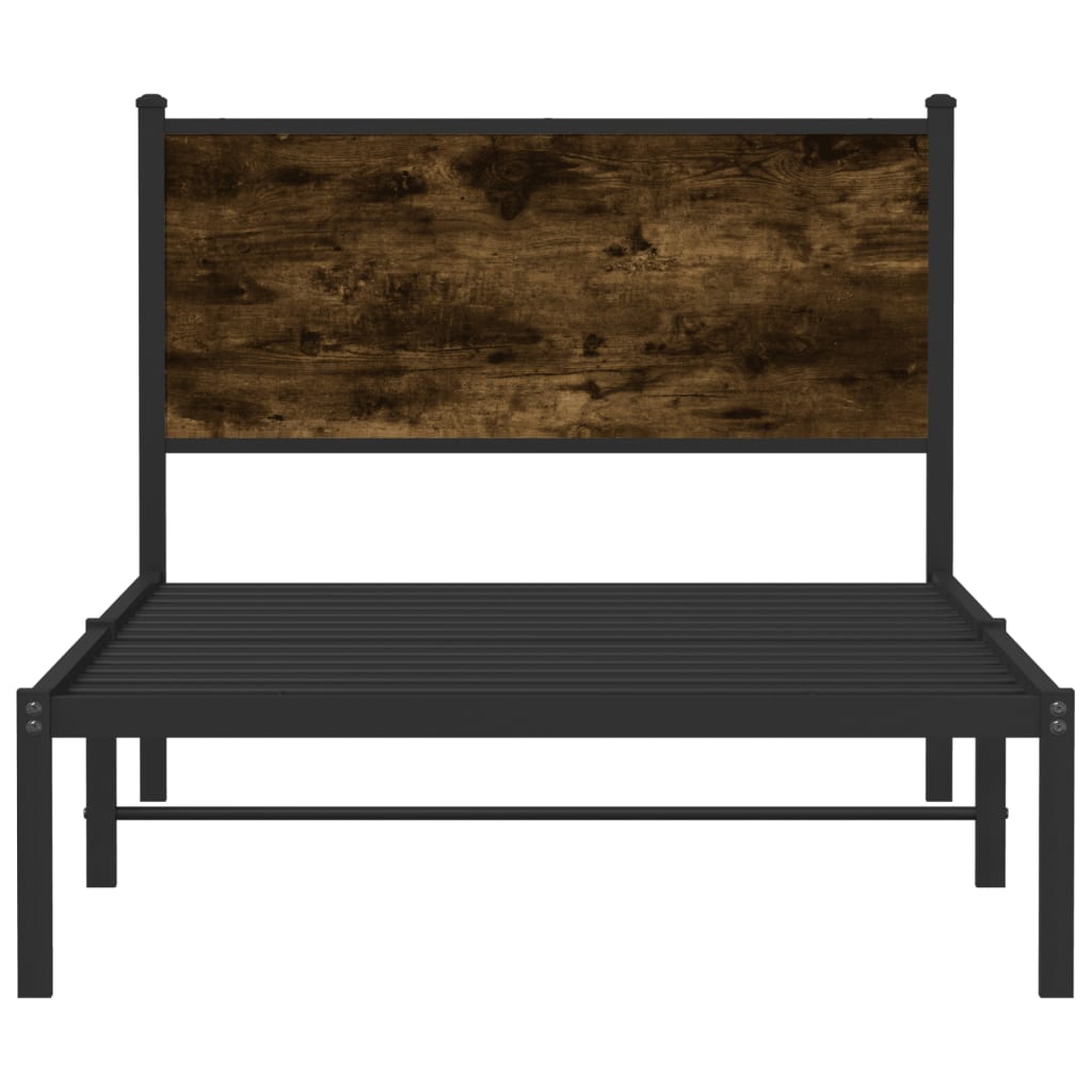 Sengeramme i metall uten madrass røkt eik 107x203 cm